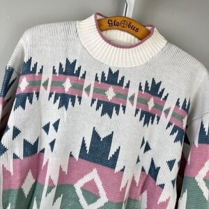 Vintage Season Ticket Womens L Sweater Aztec‎ Pastel Southwestern New NOS NWT